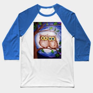 2 Owls in Tree Baseball T-Shirt